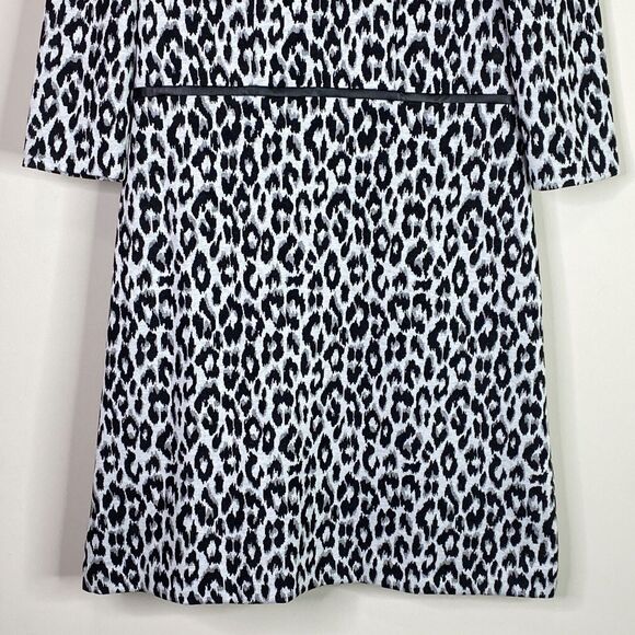 Talbots Refined Ponte Vegan Leather Trim Leopard Print Dress Women's Size 10 - Picture 5 of 9